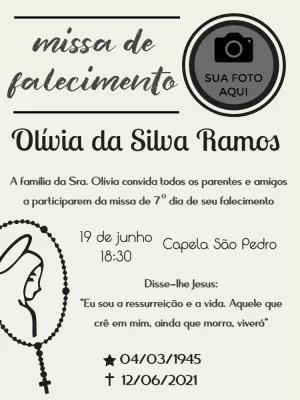 Convite Missa de Falecimento com Foto para Editar Online