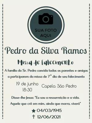 Convite para Missa de Falecimento com Foto para Editar Online