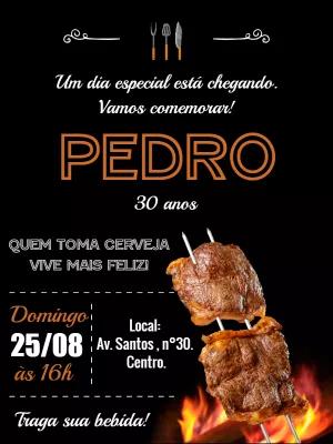 Convite de Aniversário Churrasco Chalkboard para Editar Online