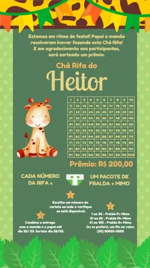 Convite Chá Rifa Girafa Safari para Editar Online