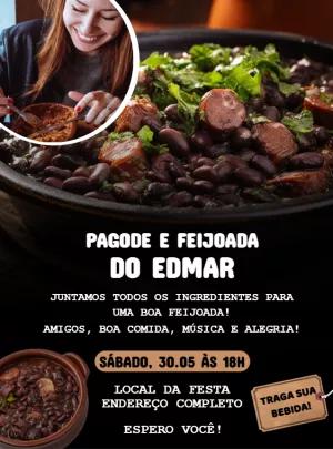 Convite Aniversário Pagode e Feijoada com Foto para Editar