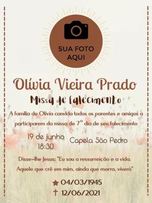 Convite Missa de Sétimo Dia com Foto para Editar Online