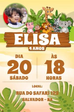 Convite de Aniversário Safari com Foto para Editar Online