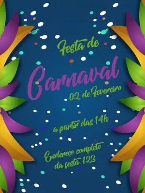 Convite de Carnaval com Confetes Coloridos para Editar Online