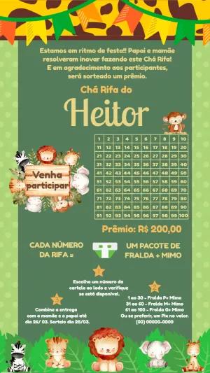 Chá Rifa Safari com Animais Fofos para Editar Online