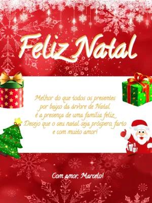 Cartão de Natal com Papai Noel e Presentes para Editar Online