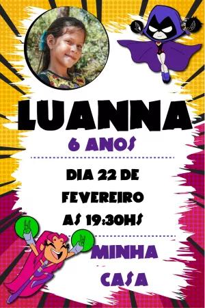 Convite de Aniversário Jovens Titãs com Foto para Editar Online