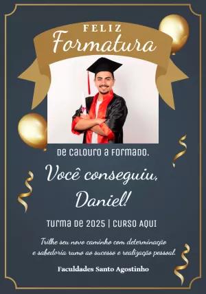 Cartão de Formatura com Foto para Editar e Imprimir