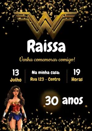 Convite Aniversário Mulher Maravilha para Editar Online
