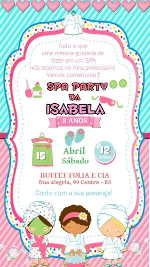 Convite de Aniversário Spa Menina para Editar Online e Enviar
