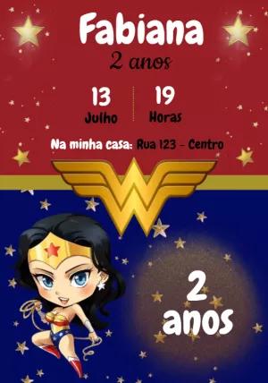 Convite Aniversário Mulher Maravilha para Editar Online