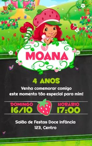 Convite de Aniversário Moranguinho para Editar Online