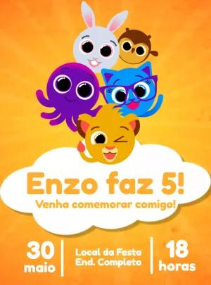 Convite de Aniversário Bolofofos para Editar Online