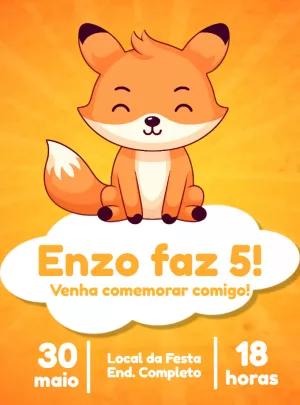 Convite de Aniversário Raposinha Fofa para Editar Online