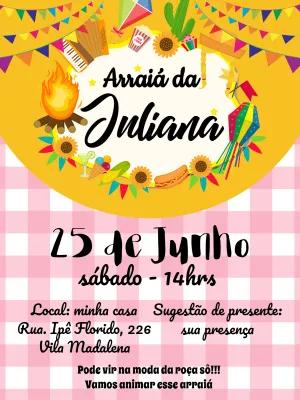 Convite Arraiá de Aniversário Festa Junina para Editar Online
