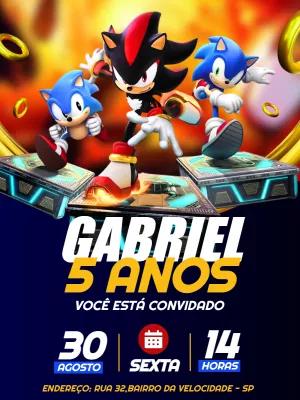 Convite de Aniversário Shadow e Sonic para Editar Online