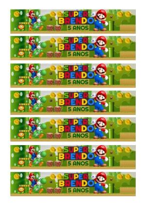Rótulo Super Mario para Garrafa Editável para Aniversário