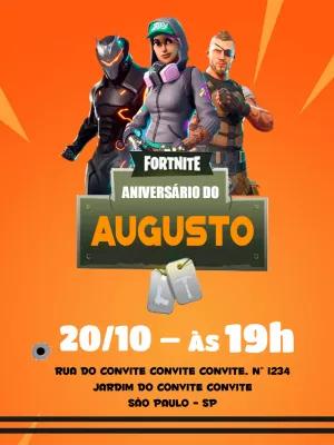 Convite de Aniversário Fortnite com Personagens para Editar