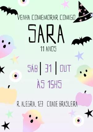 Convite de Aniversário Halloween Pastel para Editar Online