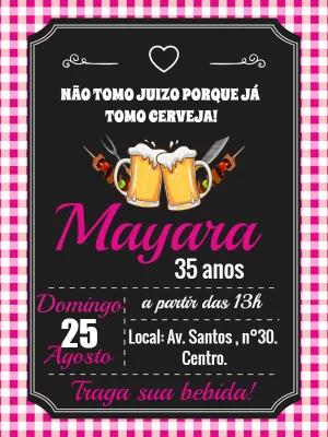 Convite Aniversário Churrasco Chalkboard para Editar Online