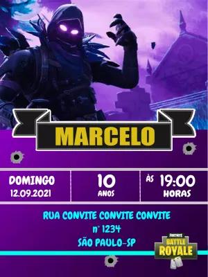 Convite Aniversário Fortnite com Personagem para Editar Online