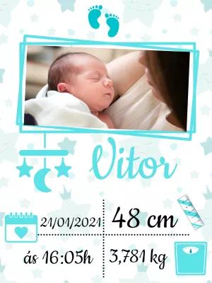 Quadro Nascimento de Bebê com Foto para Editar Online