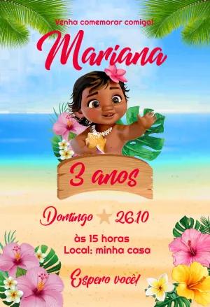 Convite de Aniversário Moana Baby para Editar Online