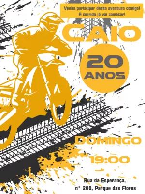 Convite de Aniversário Motocross Radical para Editar Online