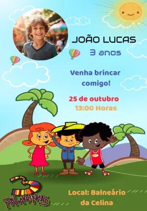 Convite de Aniversário 3 Palavrinhas com Foto para Editar