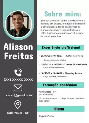 Modelo de Currículo Profissional com Foto para Editar Online