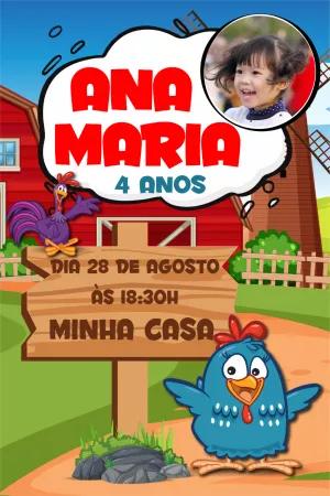 Convite Aniversário Galinha Pintadinha com Foto para Editar