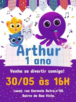 Convite de Aniversário Bolofofos com Personagens para Editar