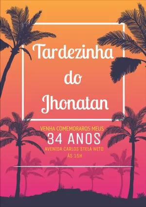 Convite de Aniversário Tardezinha com Pôr do Sol para Editar