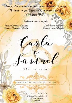 Convite de Casamento Floral Amarelo para Editar Online