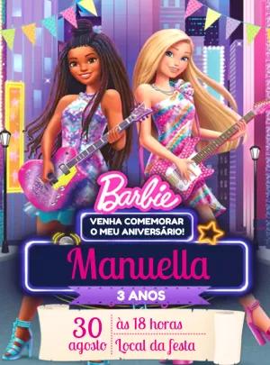 Convite Aniversário Barbie Rock Star para Editar Online