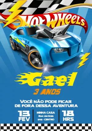Convite de Aniversário Hot Wheels para Editar Online