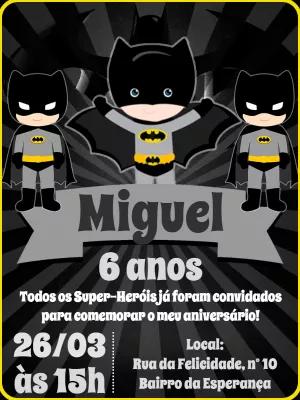 Convite Aniversário Batman Toy para Editar Online