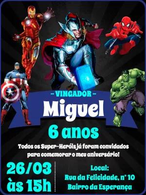 Convite de Aniversário Vingadores para Editar Online
