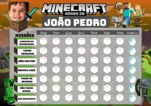 Quadro de Incentivos Minecraft Editável Online para Crianças