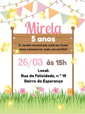 Convite Aniversário Jardim Encantado com Borboletas para Editar