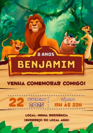 Convite de Aniversário Rei Leão com Mufasa para Editar Online