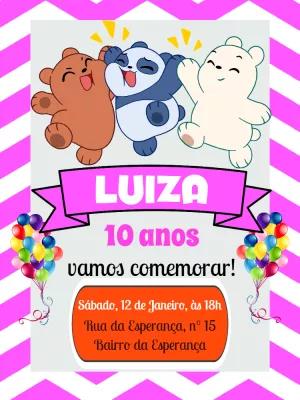 Convite Aniversário Urso sem Curso para Editar Online