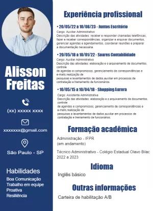 Modelo de Currículo Profissional com Foto para Editar Online