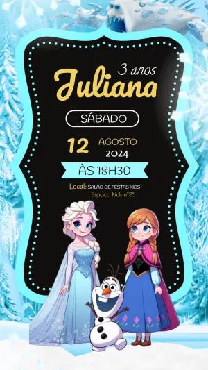 Convite de Aniversário Frozen com Personagens para Editar Online