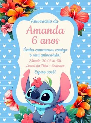 Convite de Aniversário Stitch Tropical para Editar Online