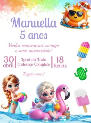 Convite Aniversário Frozen Pool Party para Editar Online