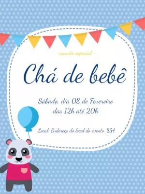 Convite de Chá de Bebê Panda Azul para Editar Online