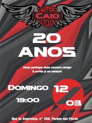 Convite de Aniversário Motocross Radical para Editar Online