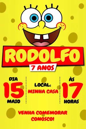 Convite de Aniversário Bob Esponja para Editar Online