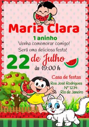 Convite de Aniversário Magali Turma da Mônica para Editar